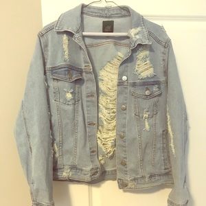 Distressed denim jacket